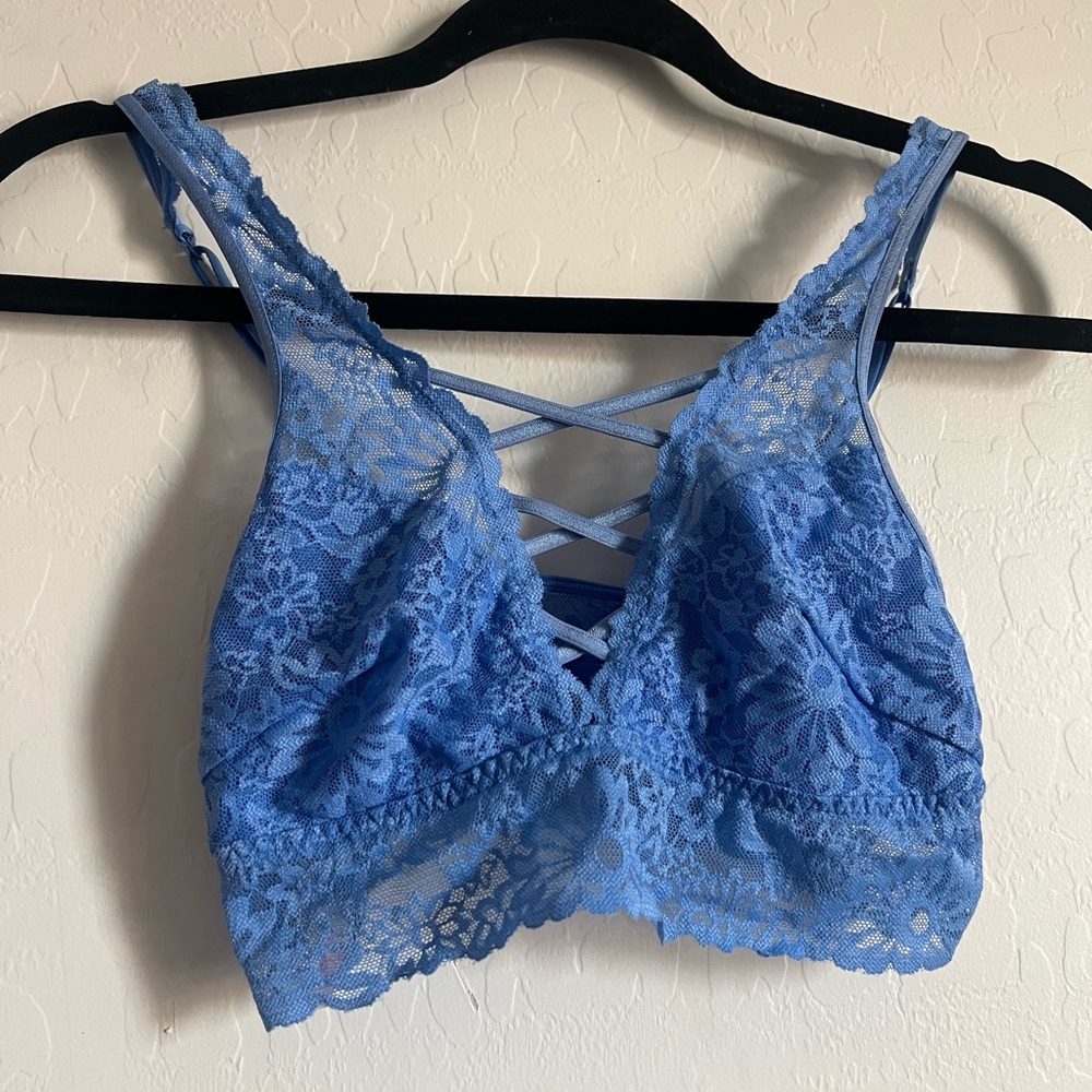 PINK Victoria's Secret Blue Lace Bra Intimates Collection